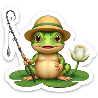 An adorable toad fishing sticker