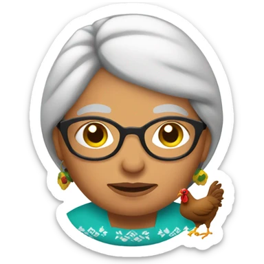 Mexican Grandma holding a hen sticker
