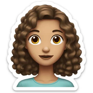 A brunette girl with wavy hair and brown eyes sticker