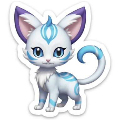 Smooth Soft Dark Pastel Meloetta-Purrloin-Gatomon-Trico-Pokémon-Digimon-Fakémon-fusion-hybrid-creature sticker