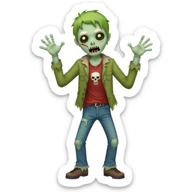 A cute, cheerful, full-length zombie is standing and dancing sticker