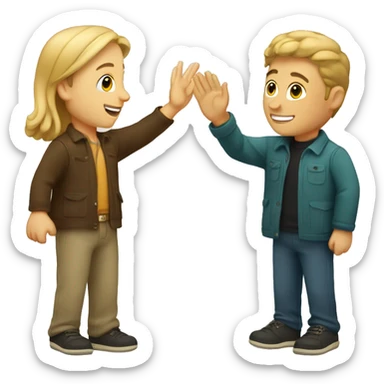 caucassian friends high fiving sticker