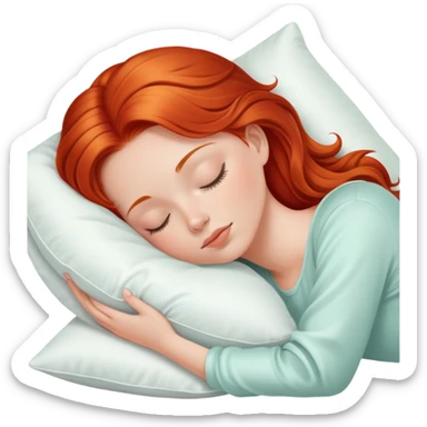 sleeping beauty The redhead white girl with a silk pillow sticker