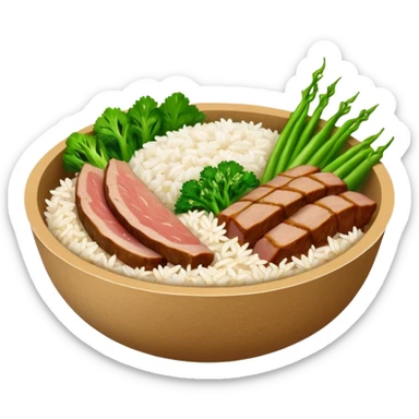 Retangular bowl made of kraft paper, 
The lunch box should be the most similar to this real one..
https://i.postimg.cc/FKcHz1tk/Screenshot-2025-11-11-alle-16-06-29.png

Can get more images of the bowl https://www.instagram.com/chefaporterbr/
Put inside food, like rice, green vegetables and meat. sticker