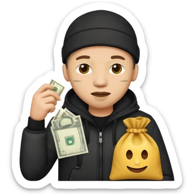Ladrão com saco de dinheiro emoji efeito Mandela sticker
