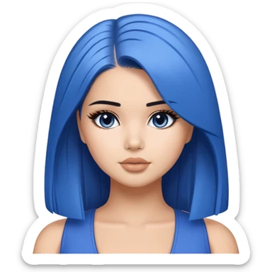 Perfect demi rose straight medium blue hair sticker