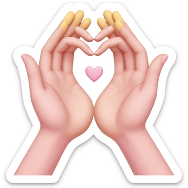 A pair of hands making a “heart” gesture in soft pink, beige and yellow pastel light sticker
