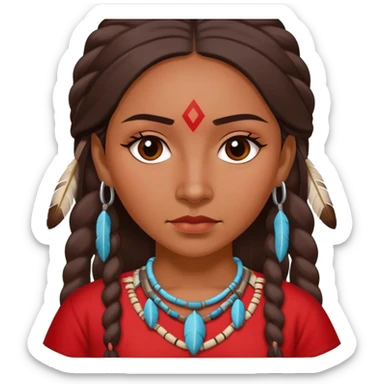 realistic Native American woman in a red OKLAHOMA shirt sticker
