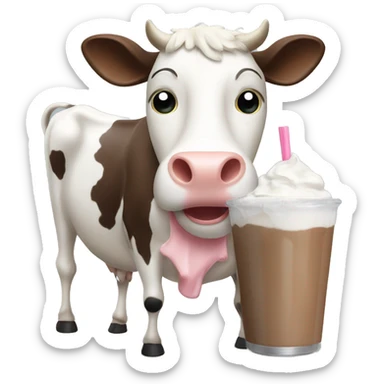 A cow making a milkshake sticker