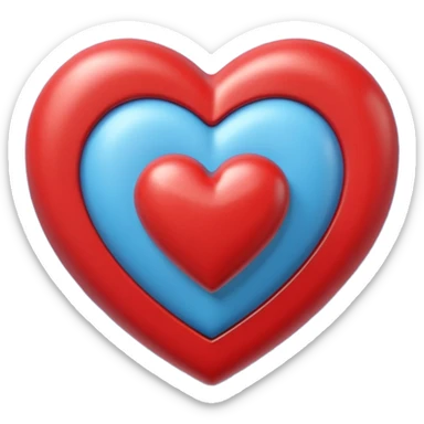 Un icono 3D de un corazón rojo brillante, estilo minimalista y moderno, textura suave y plástica (estilo claymorphism), iluminación de estudio con reflejos suaves, renderizado hiperrealista en alta resolución (8k), sobre un fondo de color sólido y contrastante sticker