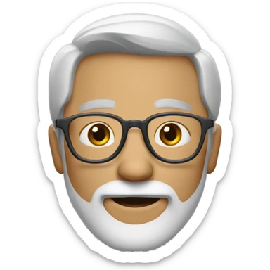 Create an emoji of a man with glasses, gray and white beard, very short gray hair, and with a facial expression of missing someone sticker