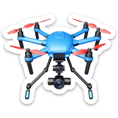 cinematic camera drone object icon, 3-axis gimbal stabilized camera, large lens, carbon fiber arms, glowing status lights, 3D cartoon, mobile game icon style, centered, clean background, no text, no watermark
  sticker