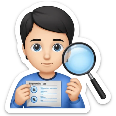 analizzando test blu foglio lente di ingrandimento sticker