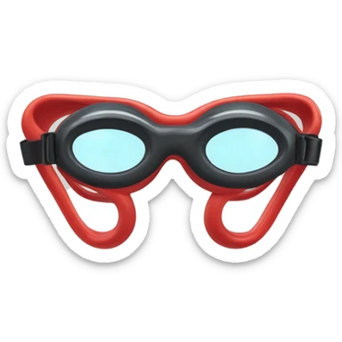 swimming goggles with red frame，cat-eye or spindle-like form sticker