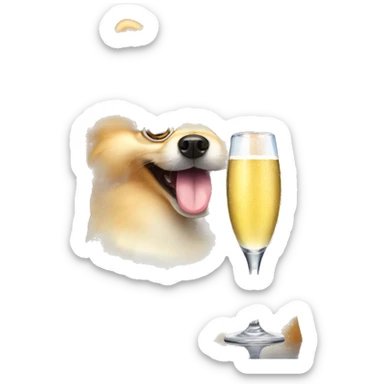 Pomeranian dog with Prosecco glass sticker