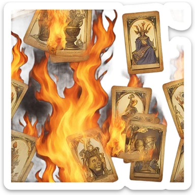 tarot cards in fire sticker