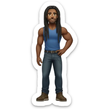 Muscular black delivery man with locs sticker