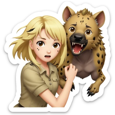 Hyena killing blonde hair anime girl sticker