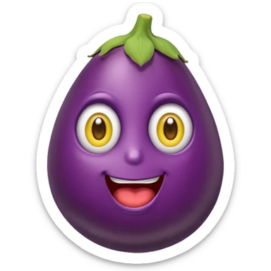 eggplant emoji and the face with the crazy look emoji sticker