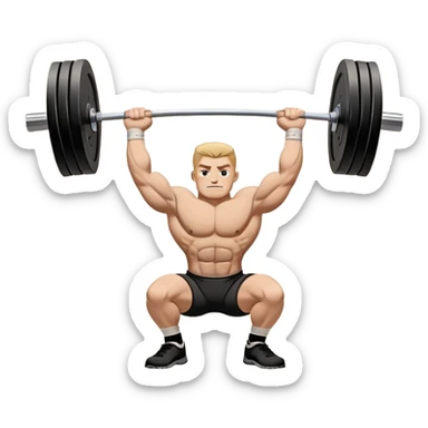An emblem symbolizing powerlifting, featuring a bold barbell at the center, with strong, muscular arms lifting the barbell. The design is dynamic and powerful, using sharp lines and bold text. The background is minimal, ensuring the focus stays on the emblem. sticker