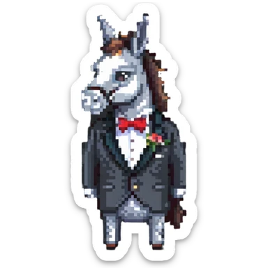 donkey wearing a tuxedo sticker