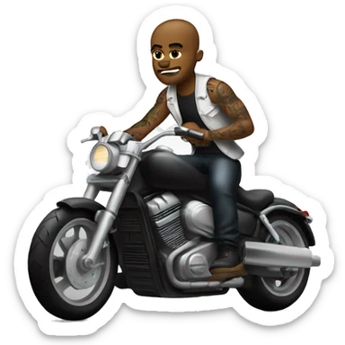 bad boy on motorcycle with tatoos full body. white person sticker