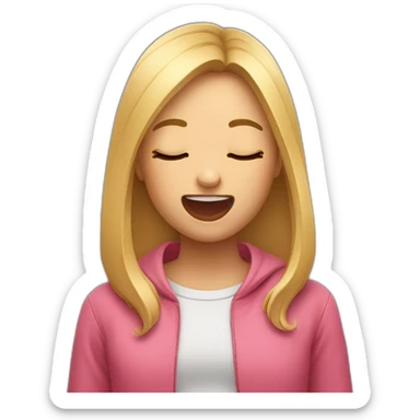 Girl with closed eyes open mouth stretching tongue wide out sticker