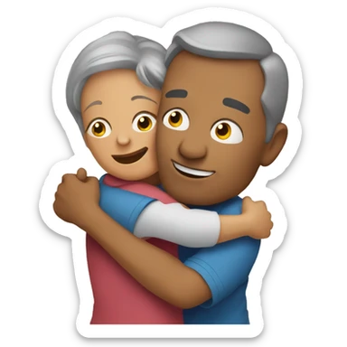 Older mom hugging adult son  sticker