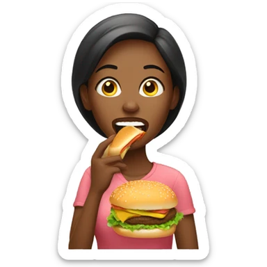 Women eating a burgur  sticker