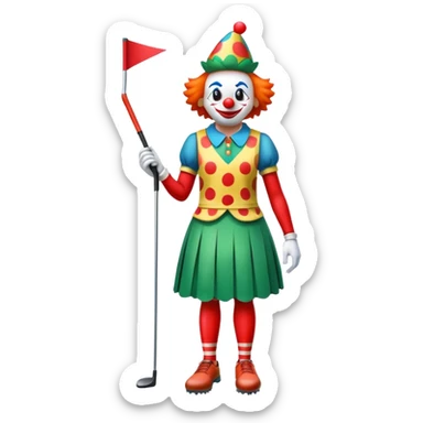 Un payaso vestido de golf haciendo el pino sticker