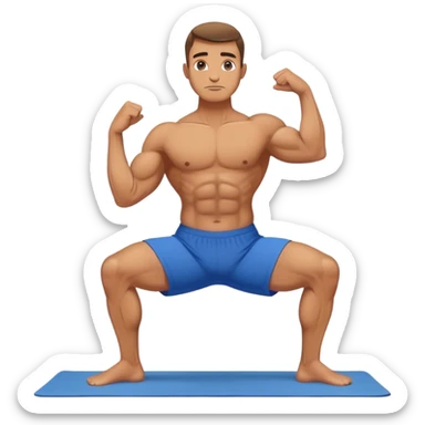 buff man with blue short Crescent Lunge yoga sticker