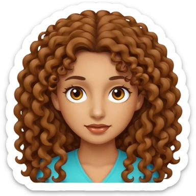 Mujer piel canela y pelo rizado largo  sticker
