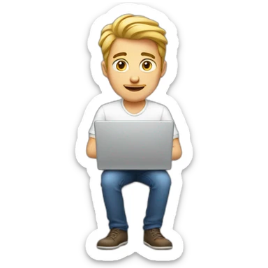 european guy using laptop sticker