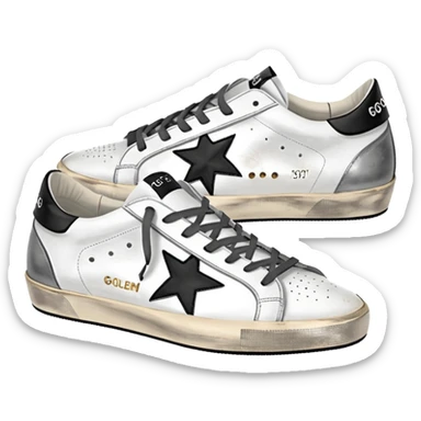 golden goose low sneakers white and silver star sticker