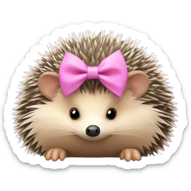 hedgehog with a pink bow sticker