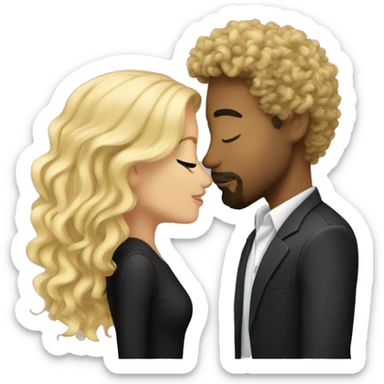 black blonde haired kissing a guy who has goatee and black curly hair sticker