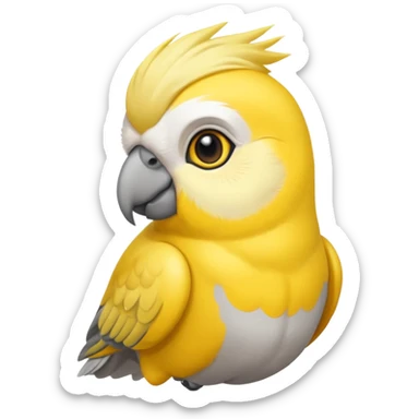 simple and expressive cockatiel, apple emoji style sticker