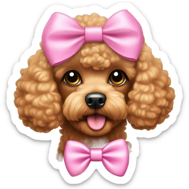 toy poodle dog wearing a pink bow on head  sticker