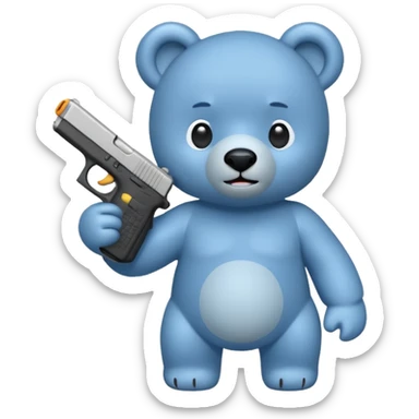 Cute blue bear with a Glock in his right hand sticker