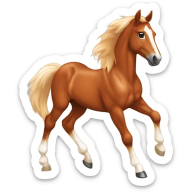 Chestnut horse with white, cheeky playful horse, young horse foal filly horse yearling playful trotting sticker