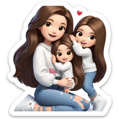 charming chibi girls with smiles sticker