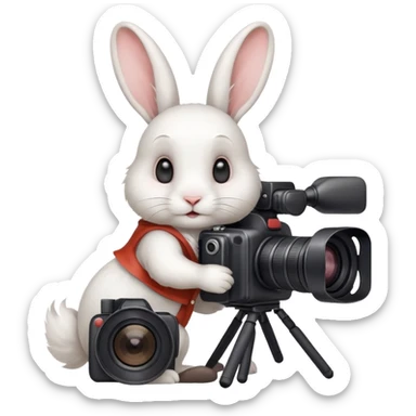 white rabbit camera sticker