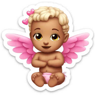baby cupid with hearts and pink wings sticker