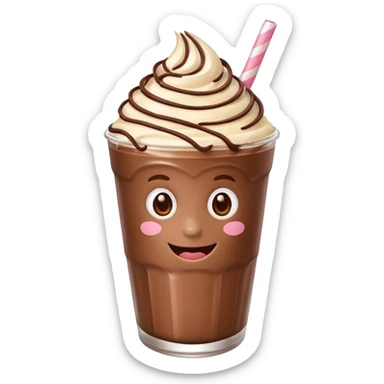 milkshake with a face, chocolate sticker