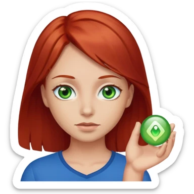 Like the first but her eye green  and blue and her hair red that brown  sticker