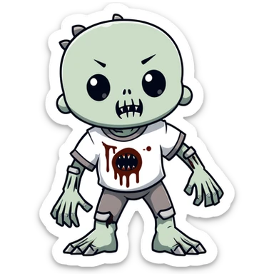 Super idol as hostile SCP-096 zombie with very small almost camouflaged pupils facing down and the upper face is grayish white and whitish gray while the lower jaw and rest of the body including hand and arm is just grayish black and the background is pitch black sticker