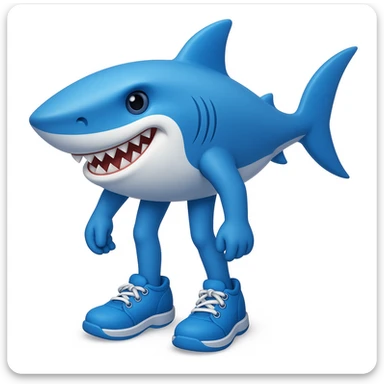 Add legs to the shark so it is actually wearing the blue shoes, keeping the style similar to emoji style (apple style emojis). sticker