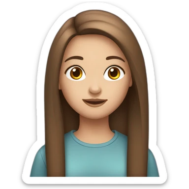 A 15 years Old girl with brown straight hair and eyes sticker