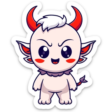 chibi anime-style demon with big eyes, small horns, and playful expression sticker