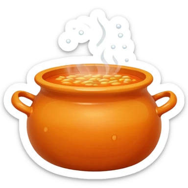 orange pot with soup sticker